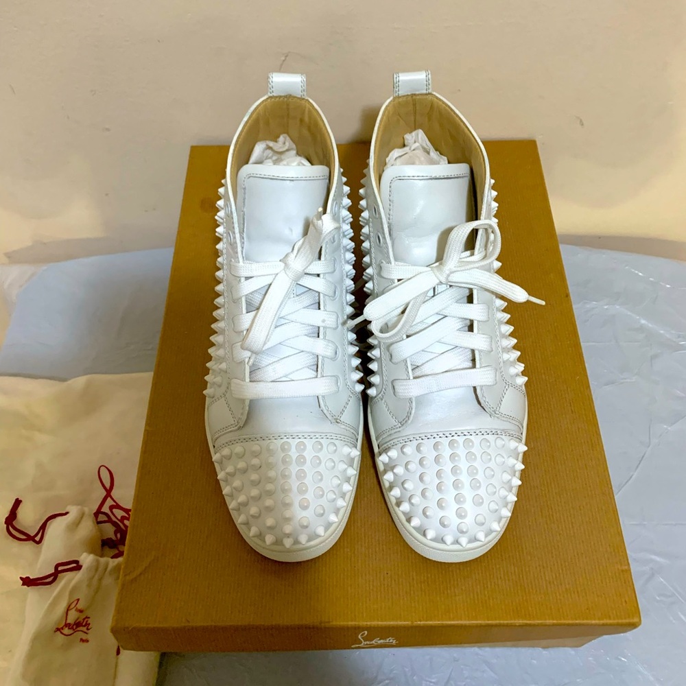 Christian Louboutin Louis Calf/Spikes White/White